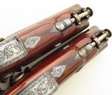 Double set of Lang (London) percussion pistols, two .540 carriage and two .455 turn-barrels, cased with accessories, layaway - 6 of 15