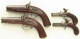 Double set of Lang (London) percussion pistols, two .540 carriage and two .455 turn-barrels, cased with accessories, layaway - 4 of 15
