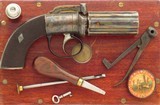 Engraved & cased .33 caliber pepperbox, Higham case, proper mechanics, layaway