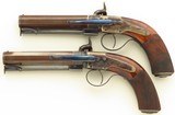 Bond (London) pair .65 caliber percussion belt pistols, octagon, engraved, cased, layaway - 3 of 15