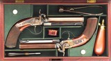 Bond (London) pair .65 caliber percussion belt pistols, octagon, engraved, cased, layaway - 14 of 15