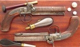Lang (London) pair percussion belt pistols, .590-inch bore diameter, cased, layaway