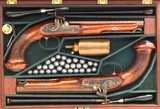 Westley Richards pair percussion pistols, .663-inch bores, Damascus smooth bores, cased, layaway - 13 of 14