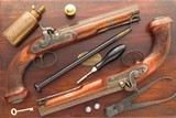Westley Richards pair percussion pistols, .663-inch bores, Damascus smooth bores, cased, layaway