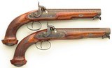 Westley Richards pair percussion pistols, .663-inch bores, Damascus smooth bores, cased, layaway - 2 of 14