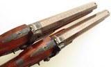 Westley Richards pair percussion pistols, .663-inch bores, Damascus smooth bores, cased, layaway - 4 of 14