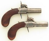 Westley Richards pair .38 caliber percussion pocket pistols, folding triggers safeties, numbered - 2 of 12