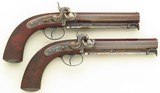 Wilkinson (London) pair percussion belt pistols, .635-inch bore diameter, engraving, cased, layaway - 2 of 15
