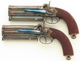 Rodda pair percussion belt pistols, .645-inch bore diameters, belt clips, lanyard rings, cased, layaway - 3 of 13