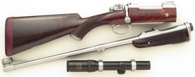 Duane Wiebe custom takedown .404 Jeffery, Mauser 98, 4+1, banded, express, great mechanics and condition, layaway