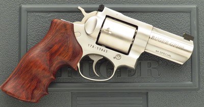 Talo Special Edition Ruger GP100 Spike .44 Special, 2017, 3-inch, 5-shot, brass bead, adjustable, likely unfired, cased