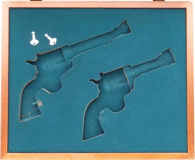 Ruger Blackhawk 50th Anniversary serialed pair .357 Magnum & .44 Magnum, flat top, display case, hard cases, unfired, layaway - Image 13 of 13