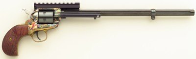 Custom Ruger Single Six .17 HMR, 14-inch fluted, color case, brass bird's head, bipod, rail, layaway - Image 2 of 10