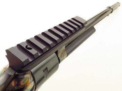 Custom Ruger Single Six .17 HMR, 14-inch fluted, color case, brass bird's head, bipod, rail, layaway - Image 4 of 10
