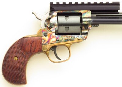 Custom Ruger Single Six .17 HMR, 14-inch fluted, color case, brass bird's head, bipod, rail, layaway - Image 6 of 10