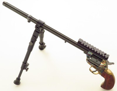 Custom Ruger Single Six .17 HMR, 14-inch fluted, color case, brass bird's head, bipod, rail, layaway - Image 1 of 10