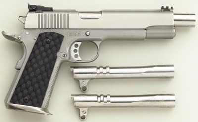 Terry Tussey custom Detonics ScoreMaster .451 Detonics Magnum, two extra .45 ACP barrels, quantity of ammo and brass, provenance, box, 95%, layaway - Image 2 of 12