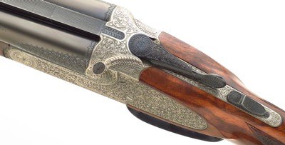 Merkel 447SL 20 gauge, 2006, 28-inch, Briley tubes, three-inch, ejectors, sidelock, clips, Richter engraving, 6.4 pounds, 14.25 LOP, 95%, layaway - Image 8 of 15