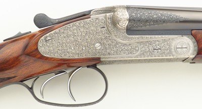 Merkel 447SL 20 gauge, 2006, 28-inch, Briley tubes, three-inch, ejectors, sidelock, clips, Richter engraving, 6.4 pounds, 14.25 LOP, 95%, layaway - Image 6 of 15