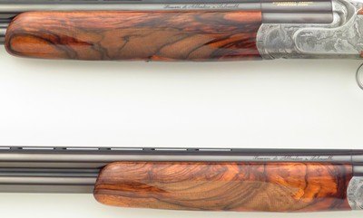Famars Excalibur BLX 20 pair, 1999, 29.25-inch, tubes, 3-inch, ejectors, extra detachable triggers, engraved, 14.65 LOP, high condition, case, layaway - Image 10 of 15