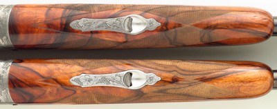 Famars Excalibur BLX 20 pair, 1999, 29.25-inch, tubes, 3-inch, ejectors, extra detachable triggers, engraved, 14.65 LOP, high condition, case, layaway - Image 15 of 15