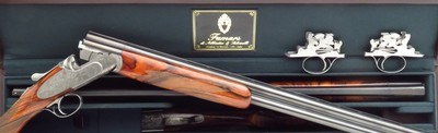 Famars Excalibur BLX 20 pair, 1999, 29.25-inch, tubes, 3-inch, ejectors, extra detachable triggers, engraved, 14.65 LOP, high condition, case, layaway - Image 1 of 15