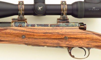 Dakota 76 special order .300 H&H Magnum, engraved, color case, sights, Swarovski, one of a set of three, high condition, layaway - Image 6 of 15