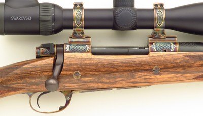 Dakota 76 special order .300 H&H Magnum, engraved, color case, sights, Swarovski, one of a set of three, high condition, layaway - Image 5 of 15