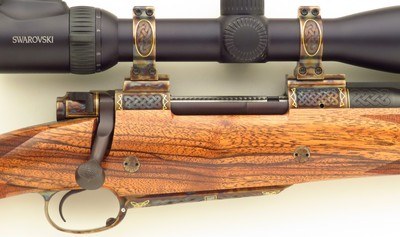Dakota 76 special order .400 H&H Magnum, engraved, color case, sights, Swarovski, one of a set of three, high condition, layaway - Image 5 of 15