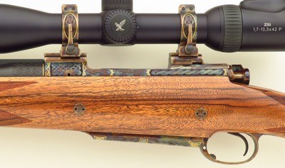 Dakota 76 special order .400 H&H Magnum, engraved, color case, sights, Swarovski, one of a set of three, high condition, layaway - Image 6 of 15