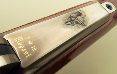 Rigby Mopani limited edition .450 Rigby Magnum, #7 of 12, quarter rib, SSB Mauser magnum, 3P, drop box, Lingon engraving, serialed case, layaway - Image 12 of 15