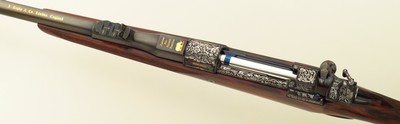 Rigby limited edition .350 Rigby Magnum, Rhino's Namibia - Robin Hurt, #2/12, Moringa, express, Mauser 98 SSB, 3P, engraved, cased, unfired, layaway - Image 4 of 15