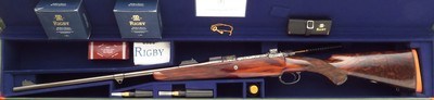Rigby limited edition .350 Rigby Magnum, Rhino's Namibia - Robin Hurt, #2/12, Moringa, express, Mauser 98 SSB, 3P, engraved, cased, unfired, layaway - Image 15 of 15