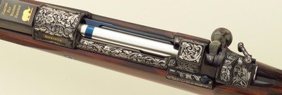 Rigby limited edition .350 Rigby Magnum, Rhino's Namibia - Robin Hurt, #2/12, Moringa, express, Mauser 98 SSB, 3P, engraved, cased, unfired, layaway - Image 8 of 15