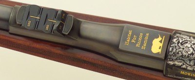 Rigby limited edition .350 Rigby Magnum, Rhino's Namibia - Robin Hurt, #2/12, Moringa, express, Mauser 98 SSB, 3P, engraved, cased, unfired, layaway - Image 14 of 15