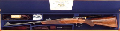 Rigby limited edition .275 Rigby, WDM Bell #16/50, Mauser 98, flat bolt handle, 3P, engraved, 8.0 pounds, 14-inch, serialed case, ammo, extras, 98% - Image 11 of 15