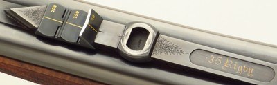 Rigby double rifle in .35 Rigby, express, quarter rib, ejectors, scalloped boxlock, AAA English, BL Hands engraving, 450 rounds, over 90%, layaway - Image 13 of 15