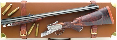 Makinson .600 NE double rifle, 1,100 hours of engraving, picture locks, ejectors, exhibition walnut, extended tangs, cased, superlative, layaway - Image 1 of 15