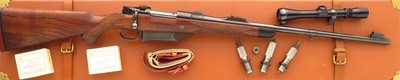 Westley Richards .375 Westley Richards (9.5x66 SE), Mauser 98, banded, 3P, drop box, Turkish, trap, 4+1, serialed mounts, great bore, 90%, layaway - Image 1 of 15