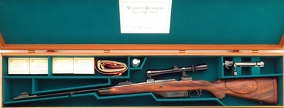 Westley Richards .375 Westley Richards (9.5x66 SE), Mauser 98, banded, 3P, drop box, Turkish, trap, 4+1, serialed mounts, great bore, 90%, layaway - Image 15 of 15