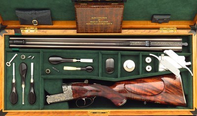 Westley Richards .600 Nitro Express double rifle, hand-detachable (drop) locks, extra locks, dangerous seven engraving, cased, unfired, layaway - Image 15 of 15