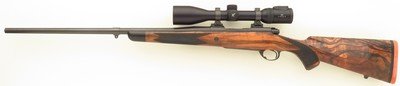 Ryan Breeding custom .338 Winchester Magnum, pre-64 Model 70, 24-inch, custom shroud and bottom metal, AAA Turkish, Swarovski, 14.2 LOP, 99%, layaway - Image 2 of 15