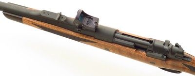 Ryan Breeding custom .458 Winchester Magnum, Mauser 98, 20-inch, express, custom shroud/drop box, Turkish, Leica, 14.15 LOP, 9.2 pounds, 99%, layaway - Image 3 of 14