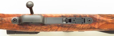 Bolliger / Mountain Riflery Signature Series .22 LR, Kimber K22 action, full-length claw extractor, rust blue, superb English, Swarovski, 99%, layaway - Image 7 of 14