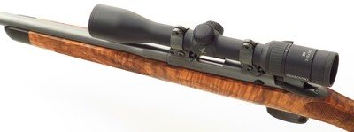 Bolliger / Mountain Riflery Signature Series .22 LR, Kimber K22 action, full-length claw extractor, rust blue, superb English, Swarovski, 99%, layaway - Image 3 of 14