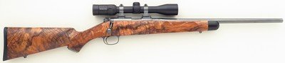 Bolliger / Mountain Riflery Signature Series .22 LR, Kimber K22 action, full-length claw extractor, rust blue, superb English, Swarovski, 99%, layaway - Image 1 of 14