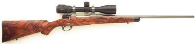 Bolliger / Mountain Riflery Signature Series 6.5x284 Norma, Mauser 98, 24-inch, rust blue, AAA English, Swarovski, .40 MOA targets, ammo, 99%, layaway - Image 1 of 15