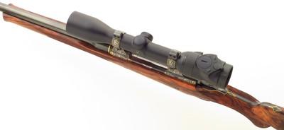 Bolliger / Mountain Riflery Best Grade .25-06 Remington, Winchester 70 CRF, AAA English, Dubber engraving, Swarovski, cased, ammo, 99%, layaway - Image 4 of 15