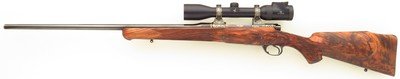 Bolliger / Mountain Riflery Best Grade .25-06 Remington, Winchester 70 CRF, AAA English, Dubber engraving, Swarovski, cased, ammo, 99%, layaway - Image 3 of 15
