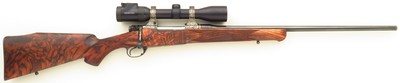 Bolliger / Mountain Riflery Best Grade .25-06 Remington, Winchester 70 CRF, AAA English, Dubber engraving, Swarovski, cased, ammo, 99%, layaway - Image 2 of 15